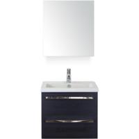 Seville Badmeubelset 60 cm - Black Oak - Keramische Wastafel Wit Djazz met Spiegelkast - thumbnail
