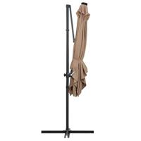 VidaXL Zweefparasol met led en stalen paal 250x250 cm taupe - thumbnail