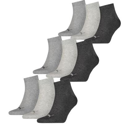 Puma Quarter Sokken Plain 9-pack Antraciet Melange-39/42