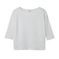 Sweatshirt van bio-katoen met raatstructuur, natuurwit 44/46 - thumbnail