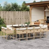 13-delige Tuinset met kussens poly rattan beige - thumbnail