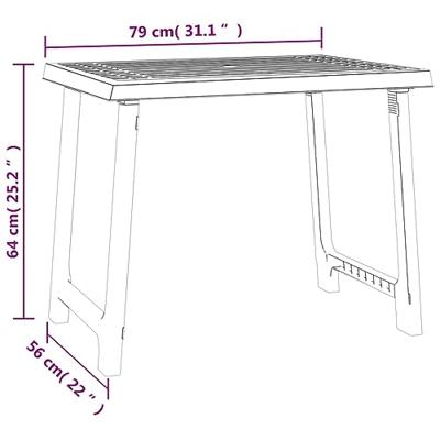 Campingtafel hout-look 79x56x64 cm PP antracietkleurig Campingtafel hout-look 79x56x64 cm PP antracietkleurig