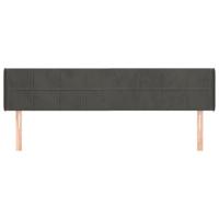 Hoofdbord met randen 203x16x78/88 cm fluweel donkergrijs - thumbnail
