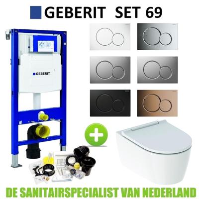 Geberit UP320 Toiletset set69 ONE Rimless Diepspoel Turboflush Wit met Sigma 01 drukplaat