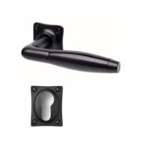 De Oude Deurklink Klassiek geveerd mat zwart vierkant en cilinderrozet - thumbnail