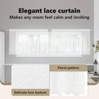 VidaXL Kantgordijn met gordijnen bloemen wit 120 x 300 cm polyester - thumbnail