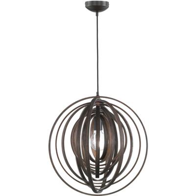 LED Hanglamp E27 - Rond Design - Mat Donkerbruin Hout