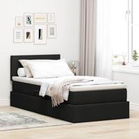 Opbergbed met matras met matras Zwart 90 x 200 cm Bewerkt hout - thumbnail