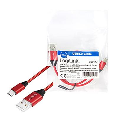 LogiLink 2.0 Aansluitkabel, Type A Naar Type C, Rood, 0,3 M