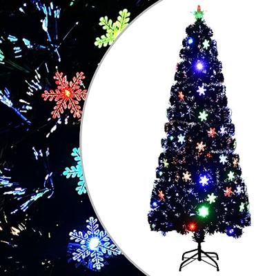 VidaXL Kerstboom met led-sneeuwvlokken 240 cm glasvezel zwart