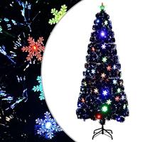 VidaXL Kerstboom met led-sneeuwvlokken 240 cm glasvezel zwart - thumbnail