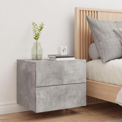 Nachtkastje met LED's wandgemonteerd betongrijs