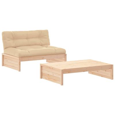 2-delige Loungeset met kussens massief grenen - thumbnail