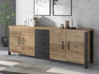 Dressoir OLIANNE 4 deuren 3 lades appenzeller sparren/zwart - thumbnail