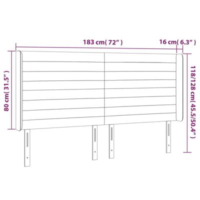 Hoofdbord met randen 183x16x118/128 cm fluweel zwart - thumbnail