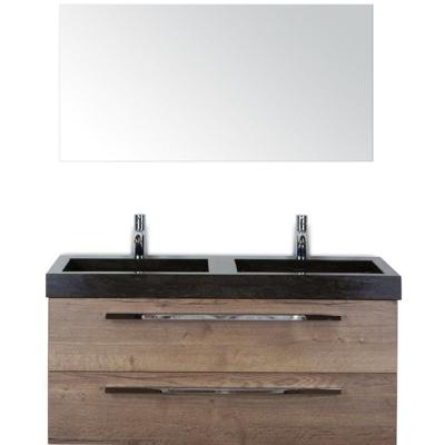 Seville Badmeubelset 120 cm - 2 Laden Tabacco - Wastafel Lucca Dubbel met Spiegel