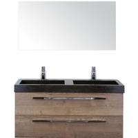 Seville Badmeubelset 120 cm - 2 Laden Tabacco - Wastafel Lucca Dubbel met Spiegel - thumbnail