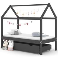 Kinderbedframe met lade grenenhout donkergrijs 80x160 cm - thumbnail
