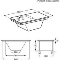 AEG Kookplaat met afzuiging - 7000 ComboHob SenseFry 80 cm NCH84C23CB - thumbnail