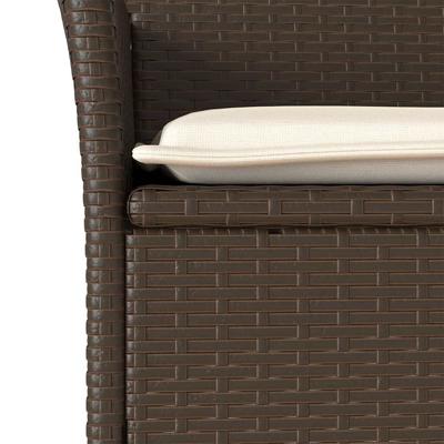 3-delige Tuinset met kussens poly rattan en glas bruin - thumbnail