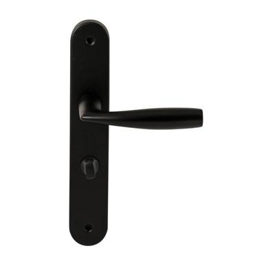 Hardbrass Deurkruk Naxos op ovaal langschild WC63/8mm - zwart Hardbrass Deurkruk Naxos op ovaal langschild WC63/8mm - zwart