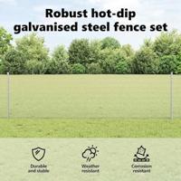 VidaXL Hek met paal zilver 0,6 x 25 m staal - thumbnail