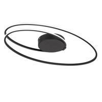 Ringen LED Plafonniere 60 cm - Plafondlamp 3 staps dimbaar - Warm wit licht - Zwart - thumbnail