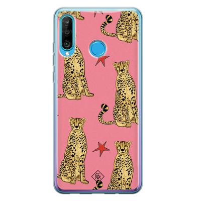 Huawei P30 Lite siliconen hoesje - The pink leopard