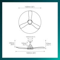 Philips LED Olas Plafondventilator 30 W (Ø x h) 1320 mm x 310 mm Wit Met afstandsbediening, Dimbaar - thumbnail