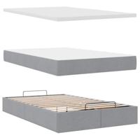 Ottoman bed met matras en LED's 120x200cm stof lichtgrijs - thumbnail