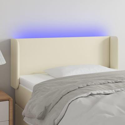 Hoofdbord LED 83x16x78/88 cm kunstleer crèmekleurig