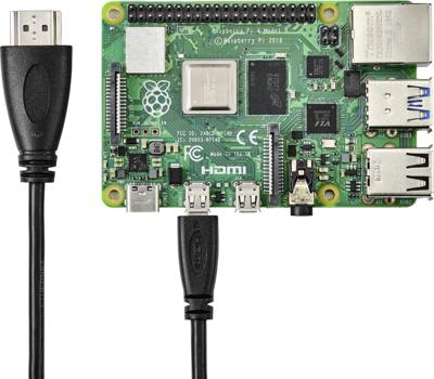 TRU COMPONENTS HDMI-kabel Raspberry Pi® [1x HDMI-stekker - 1x HDMI-stekker D micro] 1.80 m Zwart