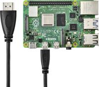 TRU COMPONENTS HDMI-kabel Raspberry Pi® [1x HDMI-stekker - 1x HDMI-stekker D micro] 1.80 m Zwart - thumbnail