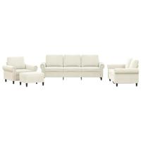 4-delige Loungeset met kussens fluweel crèmekleurig - thumbnail
