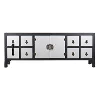 TV-tafel met Laden DKD Home Decor Spar Zilverkleurig Zwart Hout MDF 130 x 24 x 51 cm - thumbnail