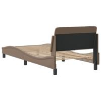 Bedframe met hoofdbord kunstleer cappucinnokleurig 90x190 cm - thumbnail