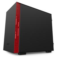 H210 - Minitowermodel - Mini-ITX - geen voeding (ATX) - gehard glas - USB-C - rood, zwart - thumbnail