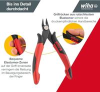 Wiha Zijkniptang Electronic brede, spitse kop zonder facet | 130mm/5 1/2" | Blisterverpakking - 27391 - 27391 - thumbnail