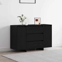 Dressoir met lade Zwart eiken 120 x 41 x 75 cm Bewerkt hout - thumbnail
