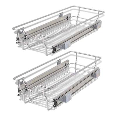 VidaXL Draadmanden uittrekbaar 2 st 300 mm zilverkleurig VidaXL Draadmanden uittrekbaar 2 st 300 mm zilverkleurig