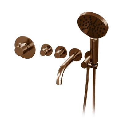 Badkraan Brauer Thermostatisch Inbouw Rond Geborsteld Koper 3 Greeps 5 Gats met Handdouche 3 Standen Badkraan Brauer Thermostatisch Inbouw Rond Geborsteld Koper 3 Greeps 5 Gats met Handdouche 3 Standen