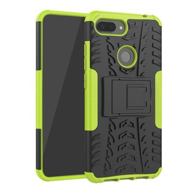 Schokbestendige PC + TPU Tire patroon Case voor Xiaomi Mi 8 lite met houder (groen) Schokbestendige PC + TPU Tire patroon Case voor Xiaomi Mi 8 lite met houder (groen)