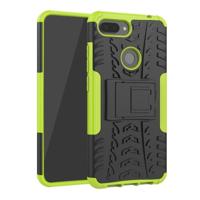 Schokbestendige PC + TPU Tire patroon Case voor Xiaomi Mi 8 lite met houder (groen) - thumbnail