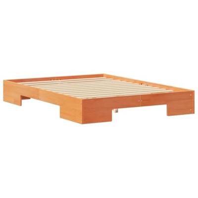 Bedframe met opslag Bruin 135 x 190 cm Massief grenenhout