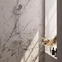 Brauer Stripe opbouw douche thermostaatkraan SET 02 met glijstang en 3-standen handdouche en doucheslang chroom - thumbnail