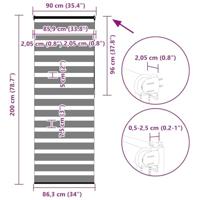 VidaXL Zebra rolgordijn 90x200 cm stofbreedte 85,9 cm polyester wit - thumbnail