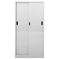 Kantoorkast met schuifdeuren 90x40x180 cm staal lichtgrijs - thumbnail