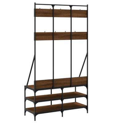 Kledingrek met schoenenrek 100x40x184 cm bruineikenkleurig