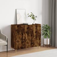 Dressoir 90x34x80 cm bewerkt hout gerookt eikenkleurig - thumbnail