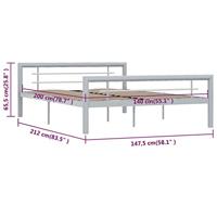 VidaXL Bedframe metaal grijs en wit 140x200 cm - thumbnail